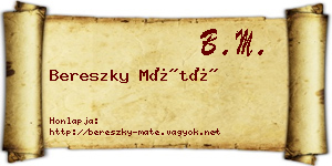 Bereszky Máté névjegykártya